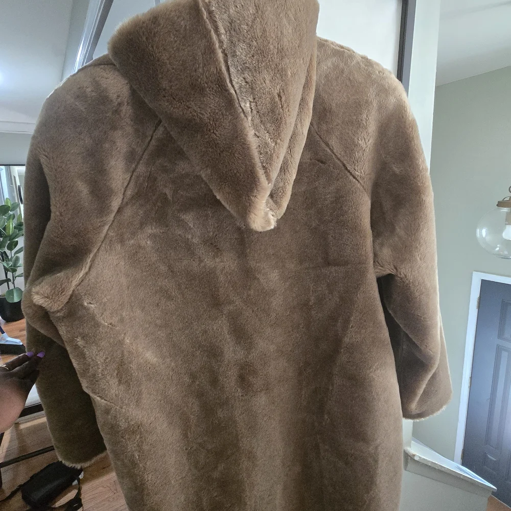 Women's Tan Faux Fur  Dennis Basso Coat Made In Usa - Picture 4 of 16